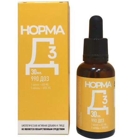 Норма Д3, витамин Д3 6000 МЕ, масляный раствор МСТ, капли, БФК, 30 мл — «МагазинВитамин»